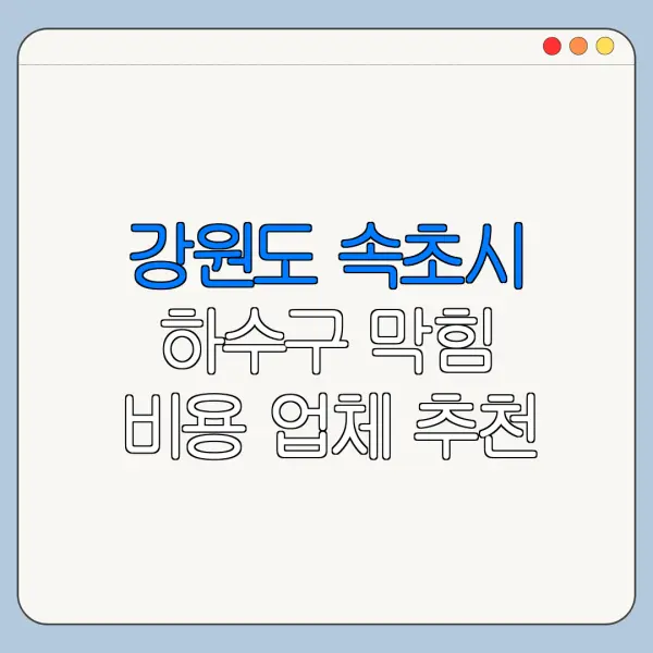 강원도 속초시 하수구 막힘 비용 업체 추천