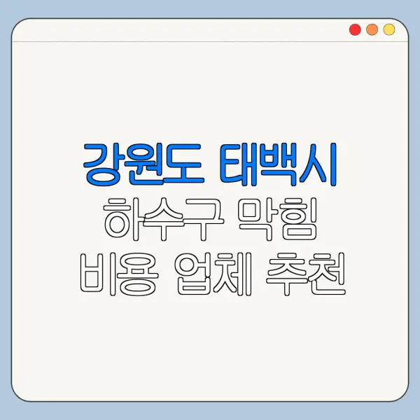 강원도 태백시 하수구 막힘 비용 업체 추천