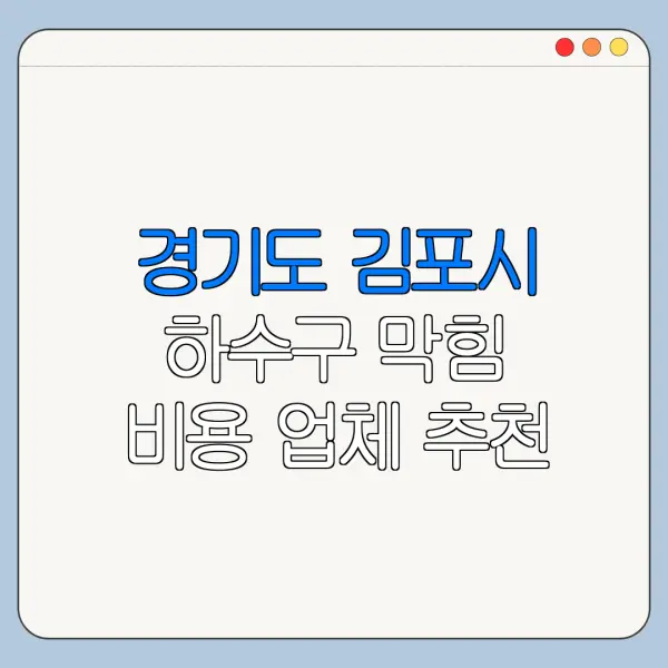 경기도 김포시 하수구 막힘 비용 업체 추천