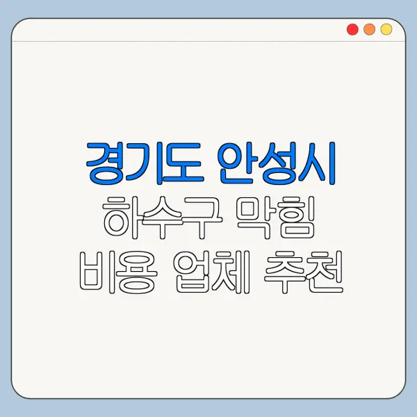 경기도 안성시 하수구 막힘 비용 업체 추천