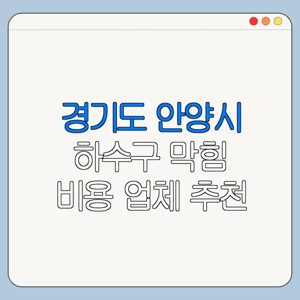 경기도 안양시 하수구 막힘 비용 업체 추천