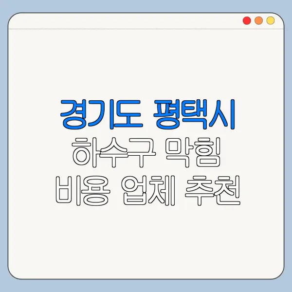 경기도 평택시 하수구 막힘 비용 업체 추천
