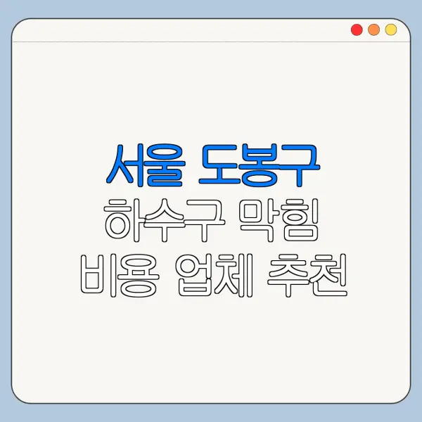 서울 도봉구 하수구 막힘 비용 업체 추천