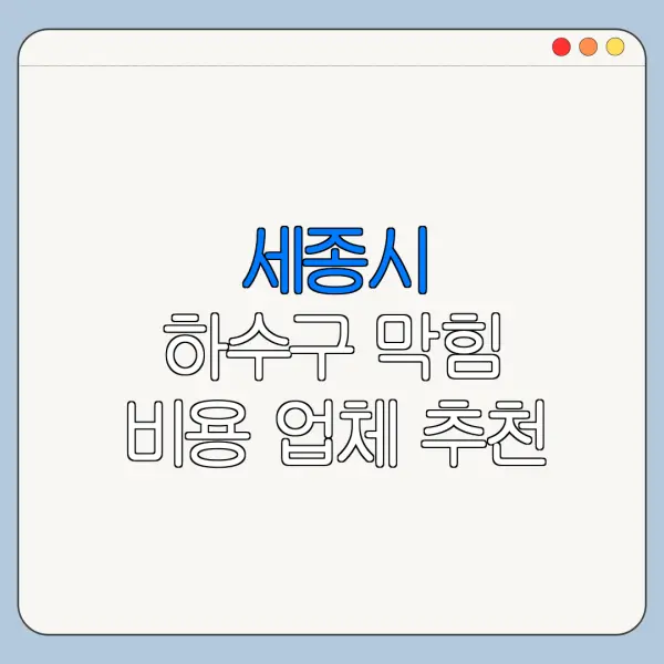 세종시 하수구 막힘 비용 업체 추천