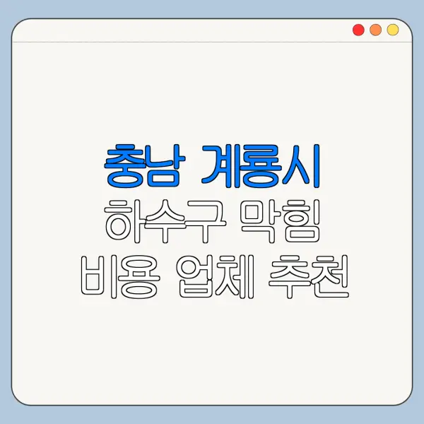 충남 계룡시 하수구 막힘 비용 업체 추천