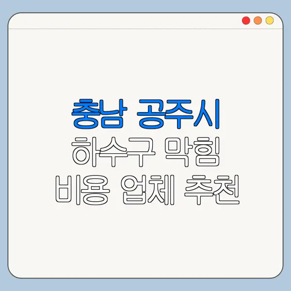 충남 공주시 하수구 막힘 비용 업체 추천