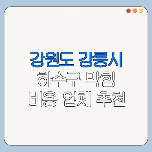 강원도 강릉시 하수구 막힘 비용 업체 추천