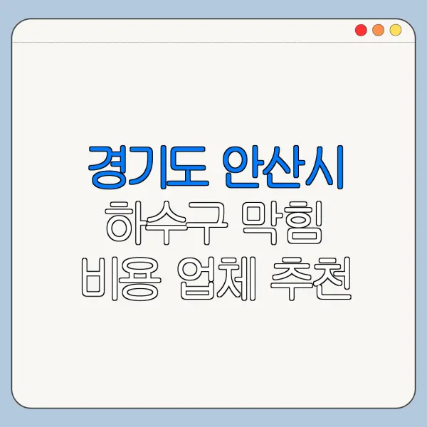 경기도 안산시 하수구 막힘 비용 업체 추천