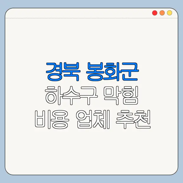 경북 봉화군 하수구 막힘 비용 업체 추천