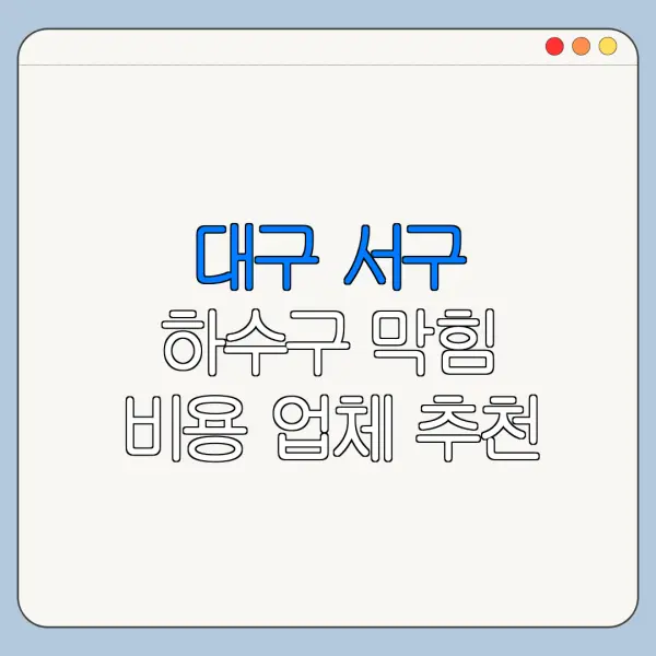 대구 서구 하수구 막힘 비용 업체 추천