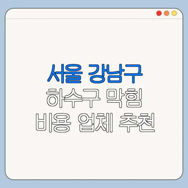 서울 강남구 하수구 막힘 비용 업체 추천