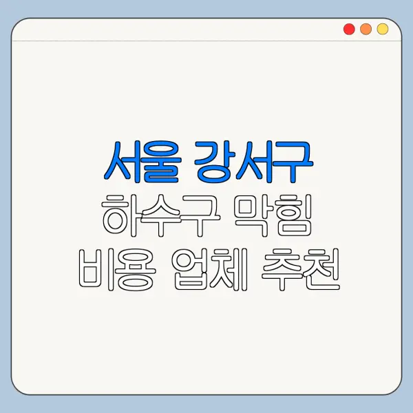 서울 강서구 하수구 막힘 비용 업체 추천