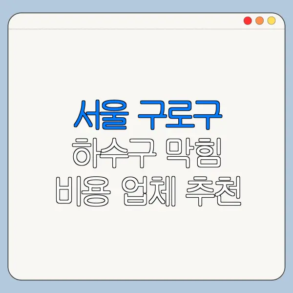 서울 구로구 하수구 막힘 비용 업체 추천