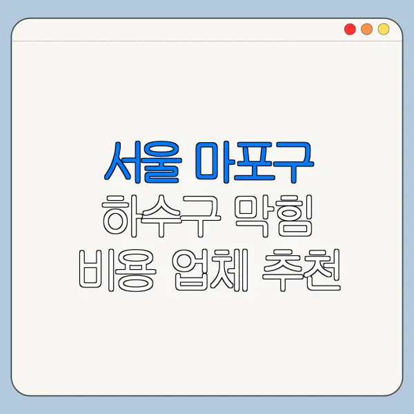 서울 마포구 하수구 막힘 비용 업체 추천