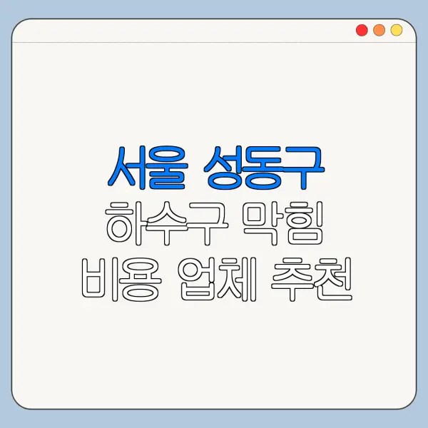 서울 성동구 하수구 막힘 비용 업체 추천