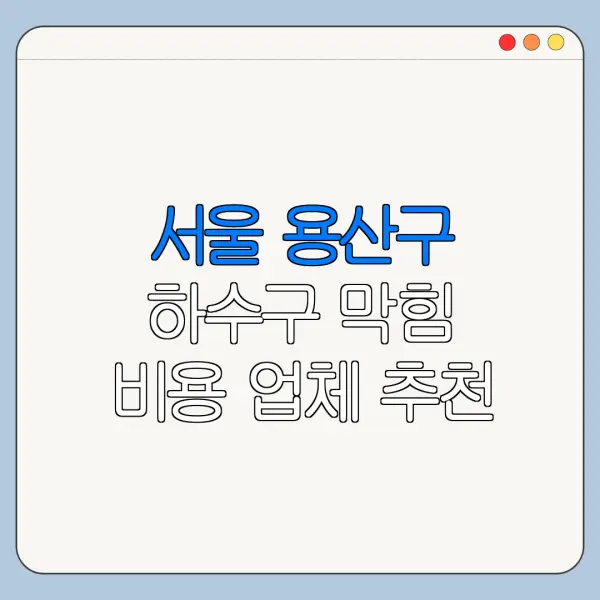 서울 용산구 하수구 막힘 비용 업체 추천