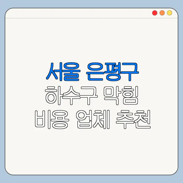 서울 은평구 하수구 막힘 비용 업체 추천