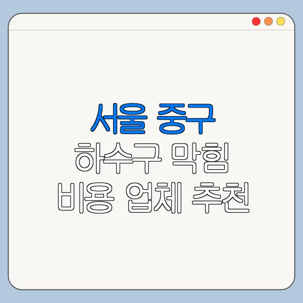 서울 중구 하수구 막힘 비용 업체 추천