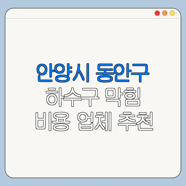 안양시 동안구 하수구 막힘 비용 업체 추천
