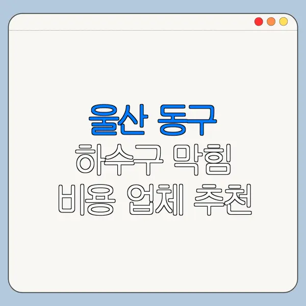 울산 동구 하수구 막힘 비용 업체 추천