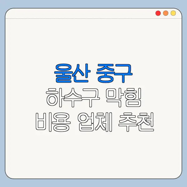 울산 중구 하수구 막힘 비용 업체 추천