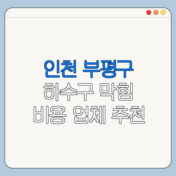 인천 부평구 하수구 막힘 비용 업체 추천