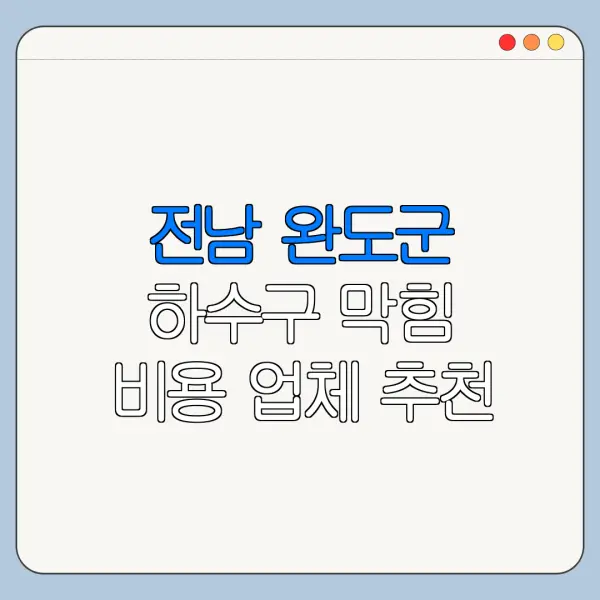 전남 완도군 하수구 막힘 비용 업체 추천