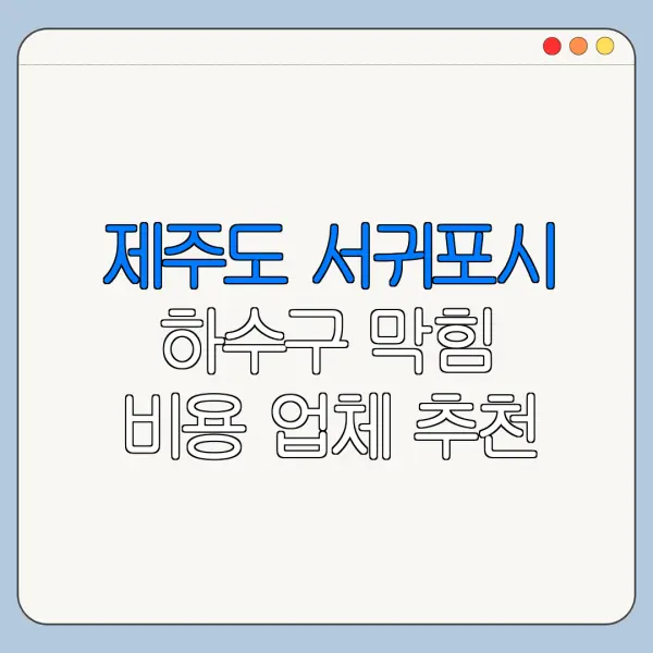 제주도 서귀포시 하수구 막힘 비용 업체 추천