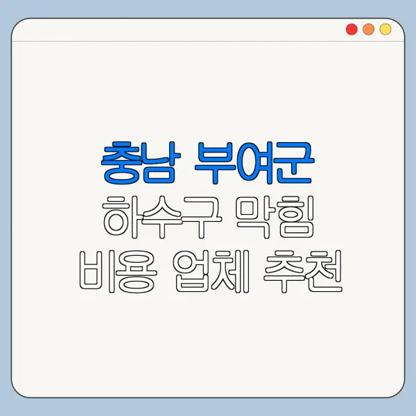 충남 부여군 하수구 막힘 비용 업체 추천