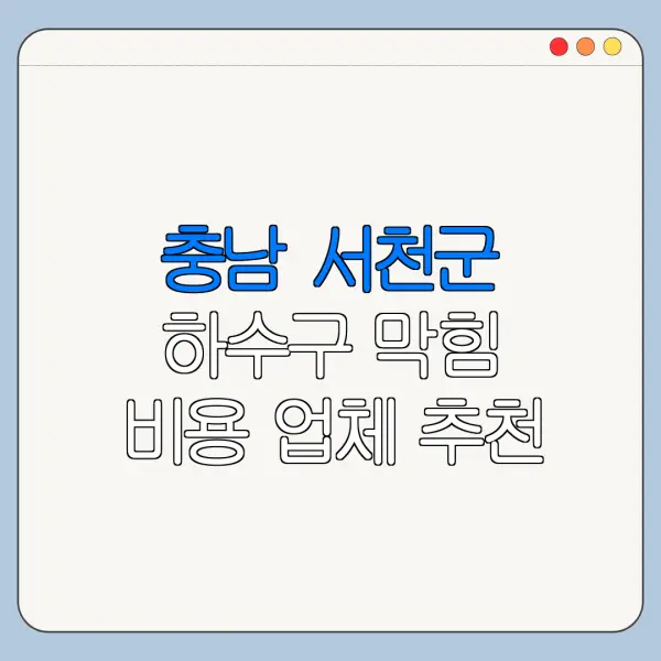 충남 서천군 하수구 막힘 비용 업체 추천