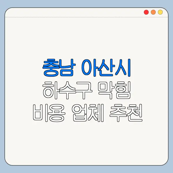 충남 아산시 하수구 막힘 비용 업체 추천