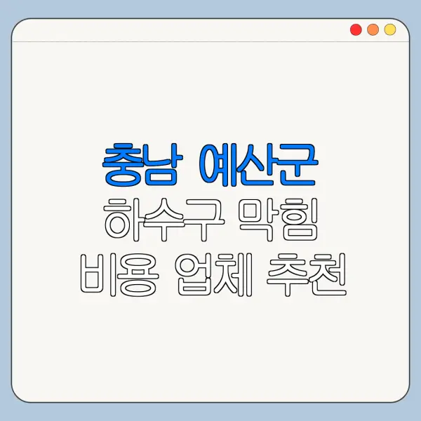 충남 예산군 하수구 막힘 비용 업체 추천