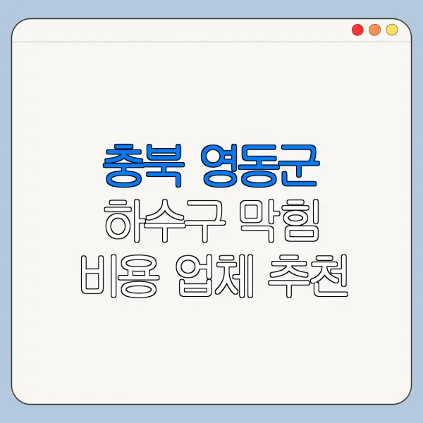 충북 영동군 하수구 막힘 비용 업체 추천