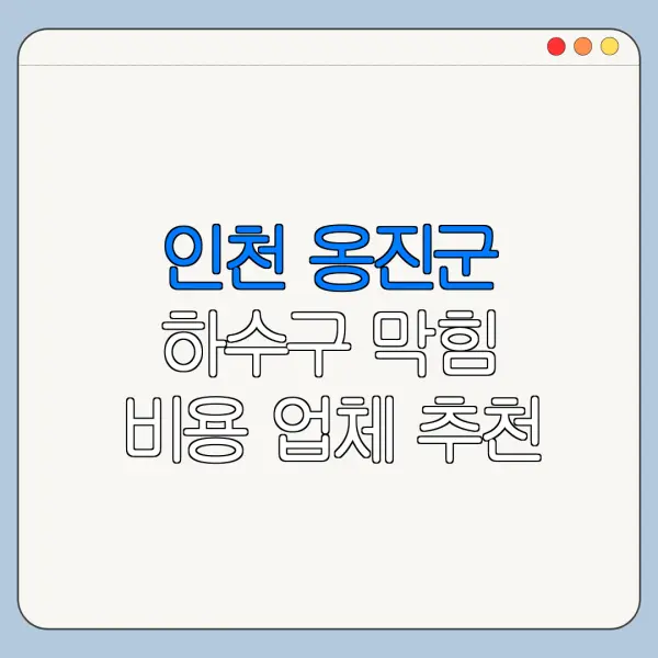 인천 옹진군 하수구 막힘 비용 업체 추천