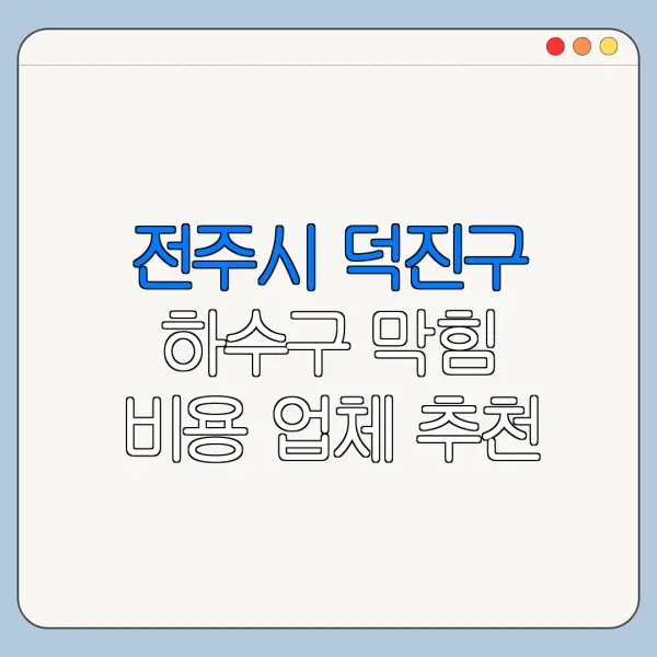 전주시 덕진구 하수구 막힘 비용 업체 추천