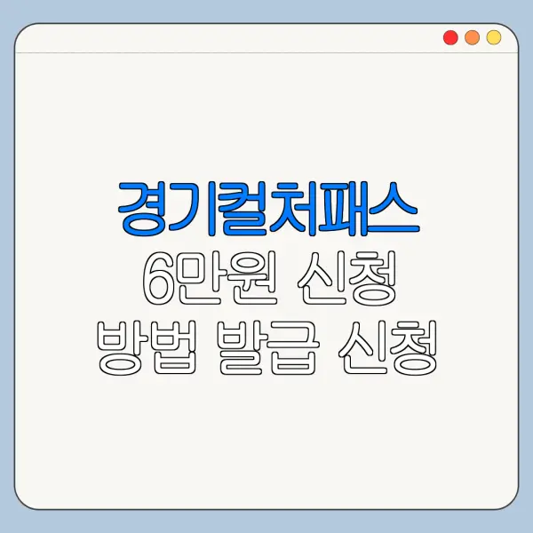 경기컬처패스 6만원 신청 방법 발급 신청 방법 혜택 사용처 정리