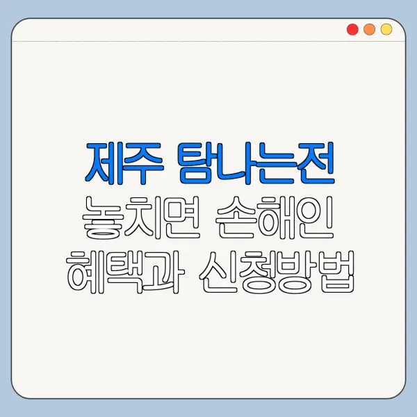 제주 탐나는전 놓치면 손해인 혜택과 신청방법