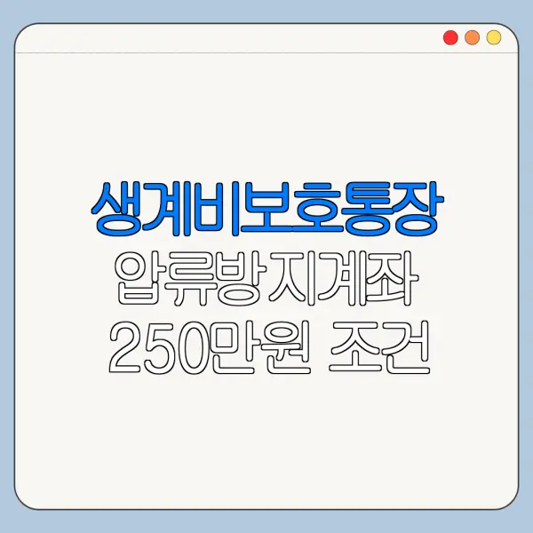 생계비보호통장 압류방지계좌 250만원 조건 바로가기