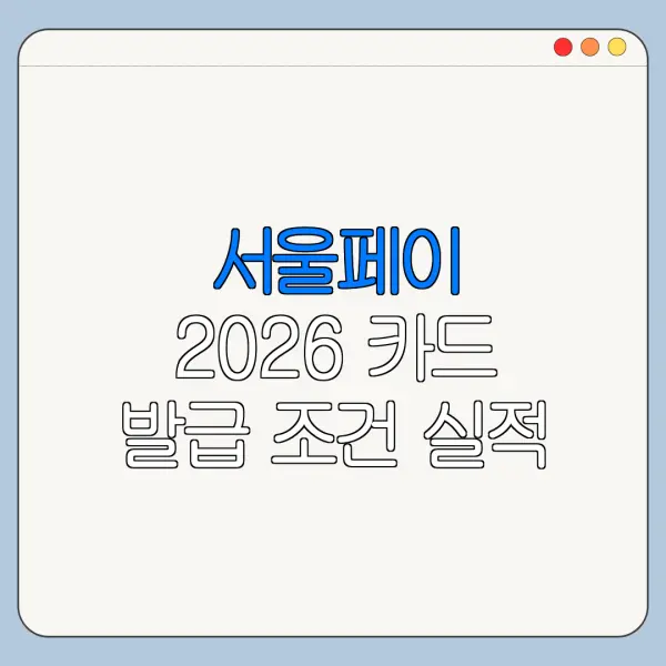 서울페이 2026 카드 발급 조건 실적 혜택 비교