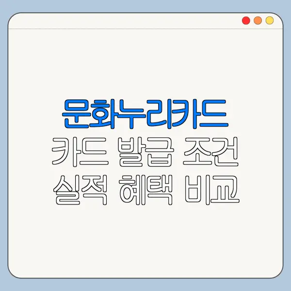 문화누리카드 카드 발급 조건 실적 혜택 비교