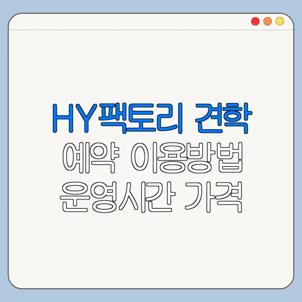 HY팩토리 견학 예약 이용방법 운영시간 가격 최신 정리