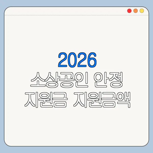 2026 소상공인 안정 지원금 지원금액 한도 금리 조건 비교