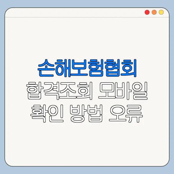 손해보험협회 합격조회 모바일 확인 방법 오류 해결 총정리