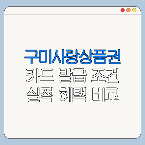 구미사랑상품권 카드 발급 조건 실적 혜택 비교