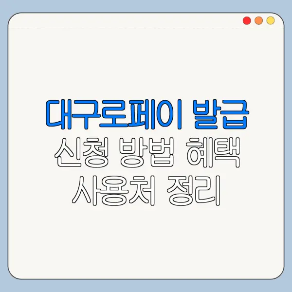 대구로페이 발급 신청 방법 혜택 사용처 정리