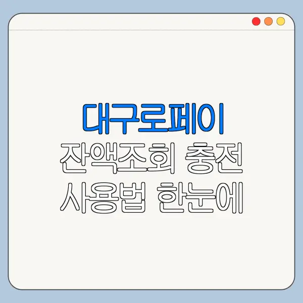 대구로페이 잔액조회 충전 사용법 한눈에 보기