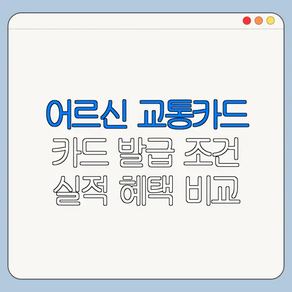 어르신 교통카드 카드 발급 조건 실적 혜택 비교