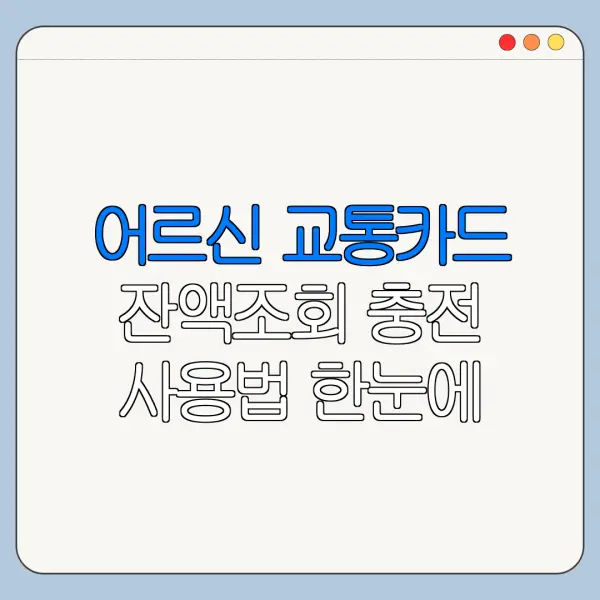 어르신 교통카드 잔액조회 충전 사용법 한눈에 보기