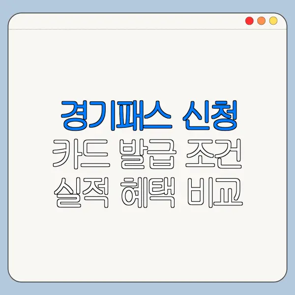 경기패스 신청 카드 발급 조건 실적 혜택 비교