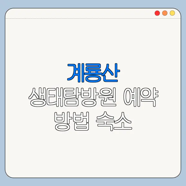 계룡산 생태탐방원 예약 방법 숙소 총정리